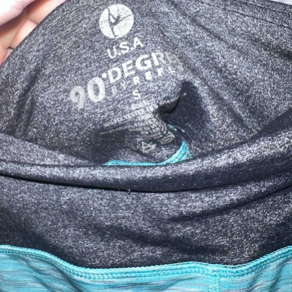 90 Degree By Reflex Teal and Gray Leggings - Picture 5 of 5